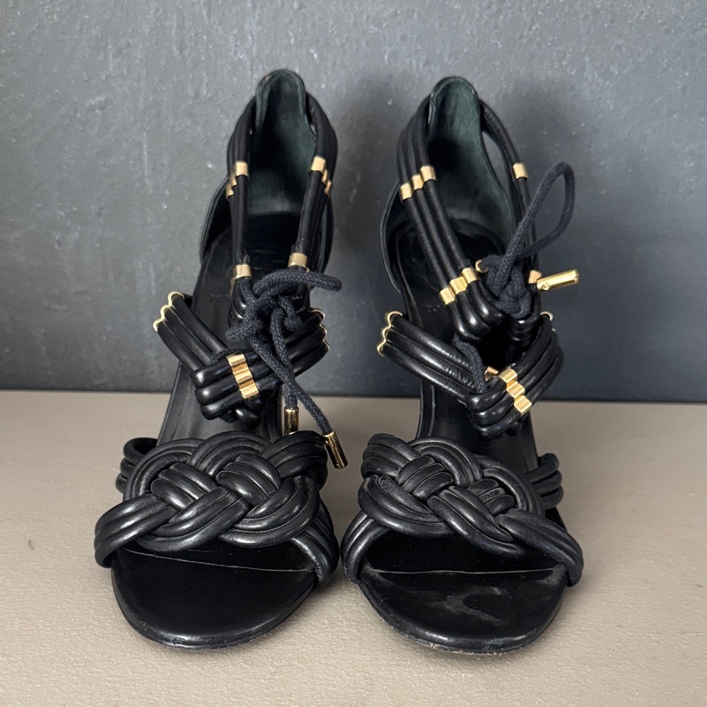Tory Burch Black and Gold Heels